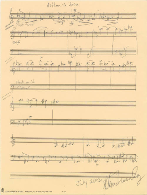 Handwritten sheet music for "One Red Rose" composed by Steven Mackey
