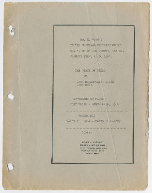 T21 Transcript of the State vs. Ruby: Statement of Facts: Jury Trial, Volume 6