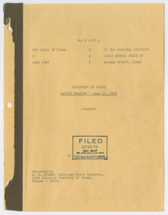T39 Transcript of Texas vs. Jack Ruby: Statement of Facts, Sanity Hearing