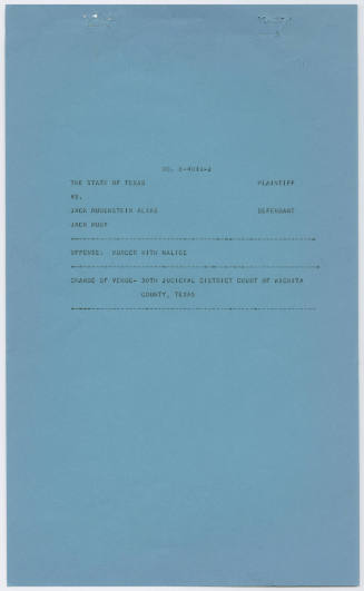T42 The State of Texas vs. Jack Ruby, Order Changing Venue