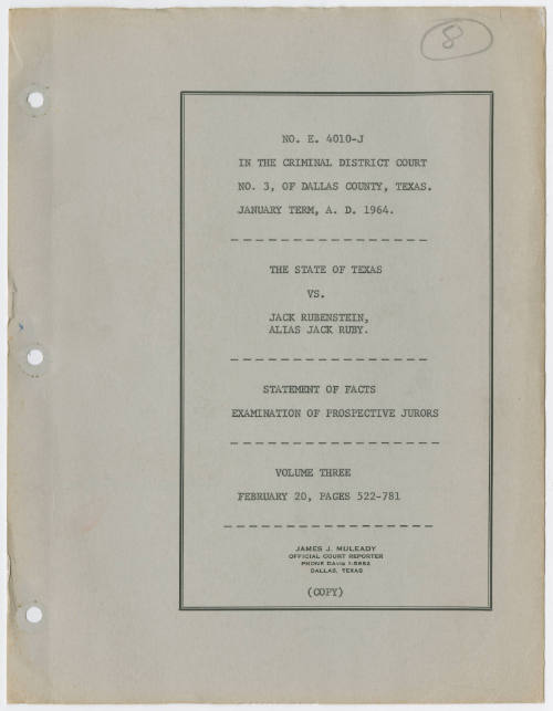 T08 Transcript of The State vs Ruby, Examination of Prospective Jurors, Volume 3