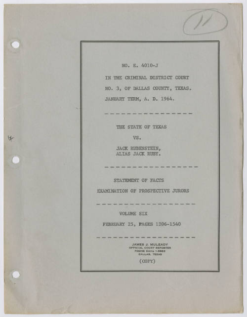 T11 Transcript of The State vs Ruby, Examination of Prospective Jurors, Volume 6