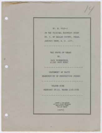 T14 Transcript of The State vs Ruby, Examination of Prospective Jurors, Volume 9
