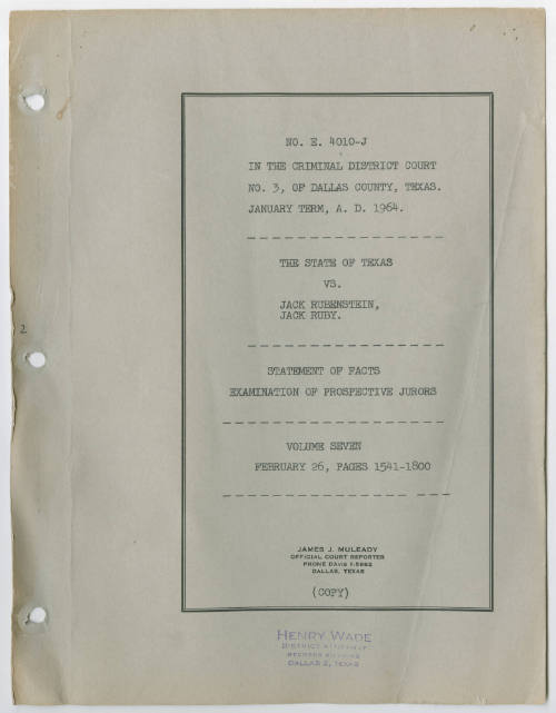 T12 Transcript of The State vs Ruby, Examination of Prospective Jurors, Volume 7