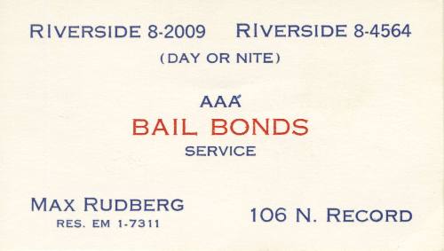 AAA Bail Bonds Service business card owned by Jack Ruby