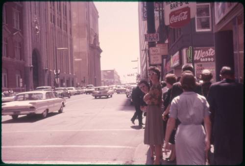 Image of Akard Street prior to Kennedy campaign parade on September 13, 1960