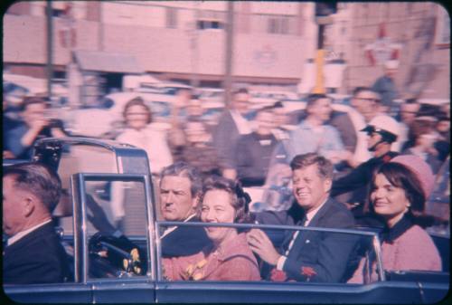 Image of Kennedy motorcade in Dallas on November 22, 1963