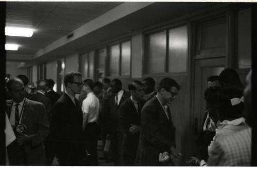 Image inside courthouse during hearing related to 1964 civil rights protest