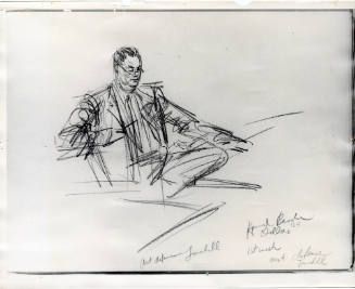 Photograph of courtroom sketch of Joe Tonahill during Jack Ruby trial