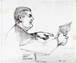 Photograph of courtroom sketch of Joe Tonahill at Jack Ruby trial