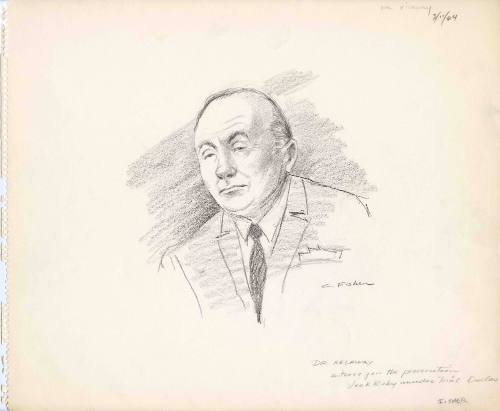 Courtroom sketch of witness Dr. Peter Kelloway dated March 11, 1964