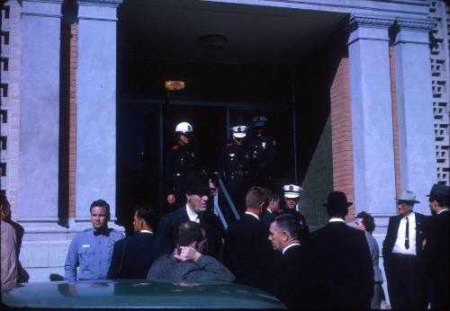 Image of the front door of the Texas School Book Depository