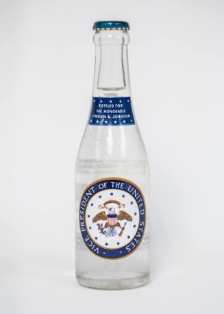 8" glass bottle of Canada Dry club soda from Dallas Trade Mart luncheon
