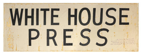 White House Press cloth banner from bus in the Dallas motorcade