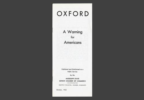 Booklet titled "Oxford:  A Warning for Americans"