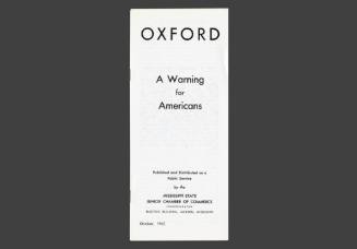 Booklet titled "Oxford:  A Warning for Americans"