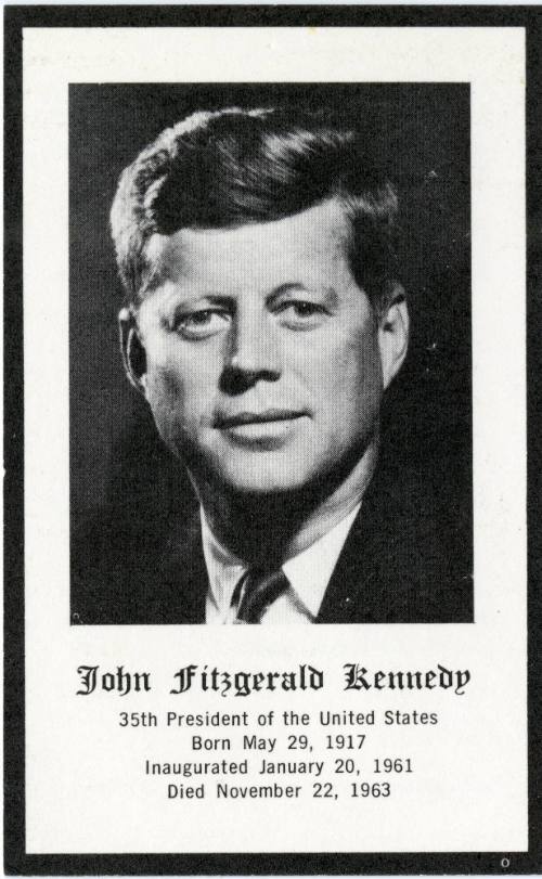 Funeral mass card for President John F. Kennedy