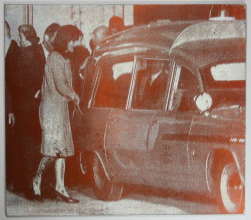 Photo printing plate of Jacqueline Kennedy at Andrews Air Force Base