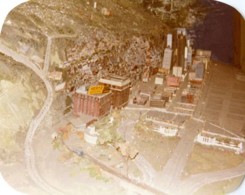 Photograph of a scale model of Dealey Plaza from the John F. Kennedy Museum