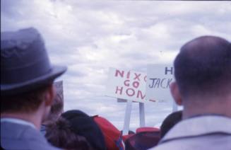 Color slide of crowd at Love Field waiting for arrival of Air Force One