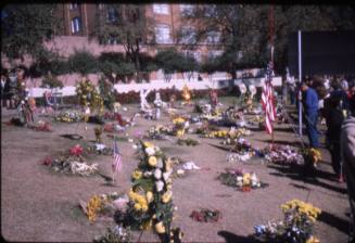 Image of flowers in Dealey Plaza several days after the assassination