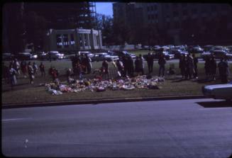 Image of flowers in Dealey Plaza several days after the assassination