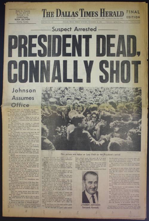 Dallas Times Herald newspaper from the day of the assassination