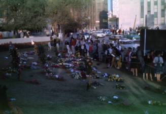 Image of crowds in Dealey Plaza after the assassination, Slide #11