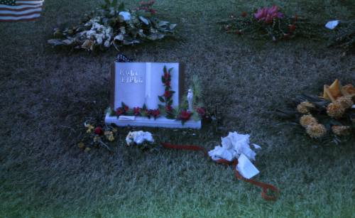 Image of floral tributes in Dealey Plaza after the assassination, Slide #16